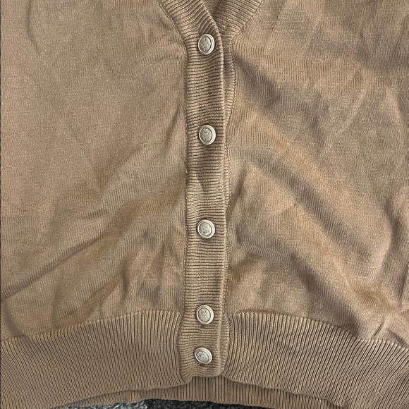 Tan Button Front Sweater Vest Preppy Cotton - Picture 2 of 6